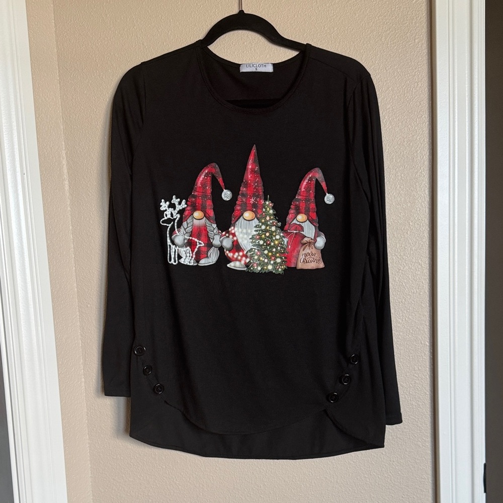 Lilicloth Black L/S with Gnome Christmas Tee
